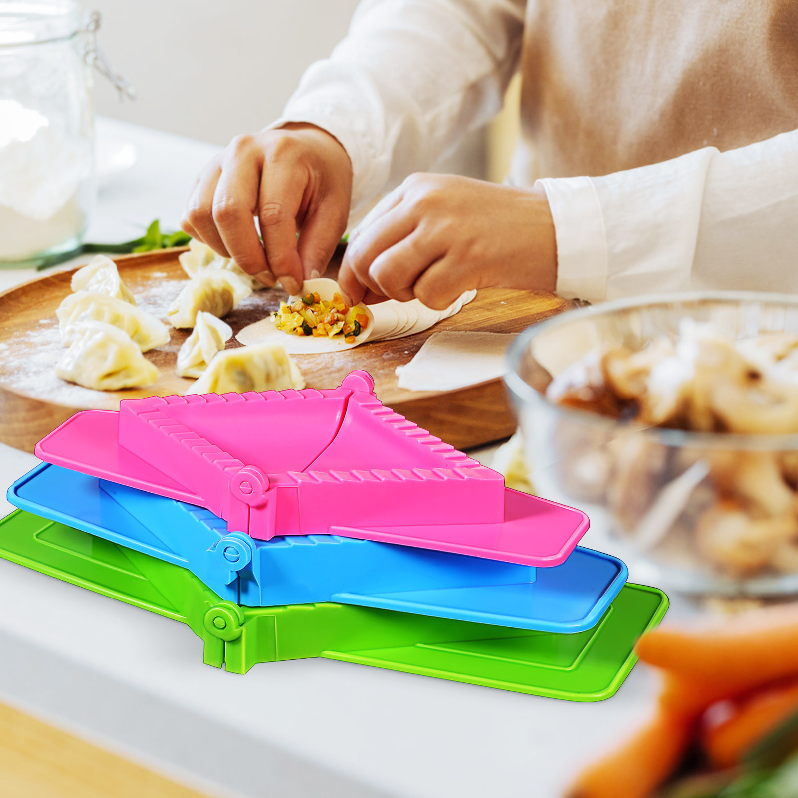 Dumpling Press Set - 3Pcs Dumpling Mold Set Plastic Square