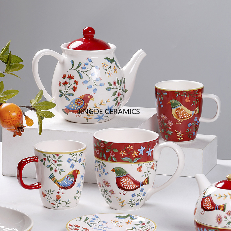 1pc European Ceramic Red Flowe - Dim Sum Basket ulasan dan harga